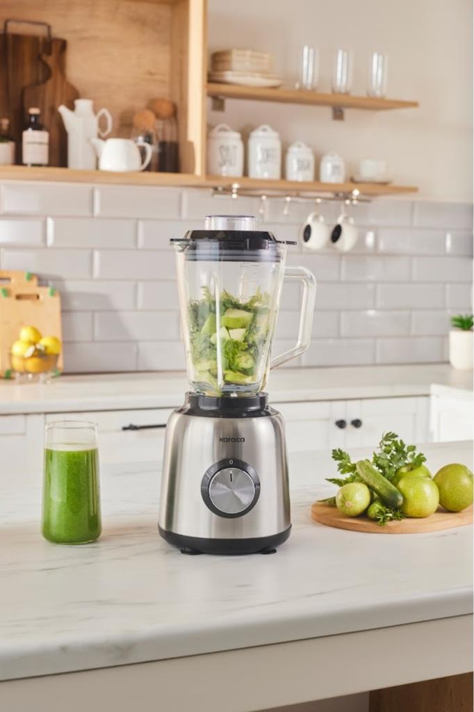 Karaca 1000 W Inox Cam Hazneli Smoothie Blender Teşhir