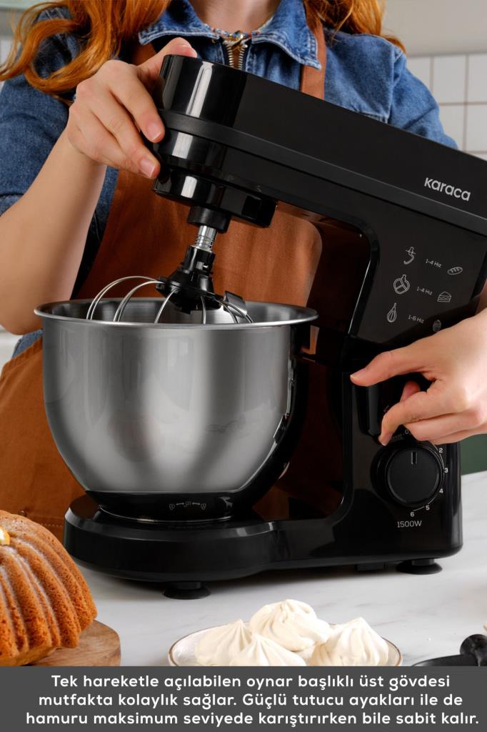 Karaca Maestrochef Stella Siyah 1500 W 5 lt Hamur Yoğurma Makinesi Teşhir