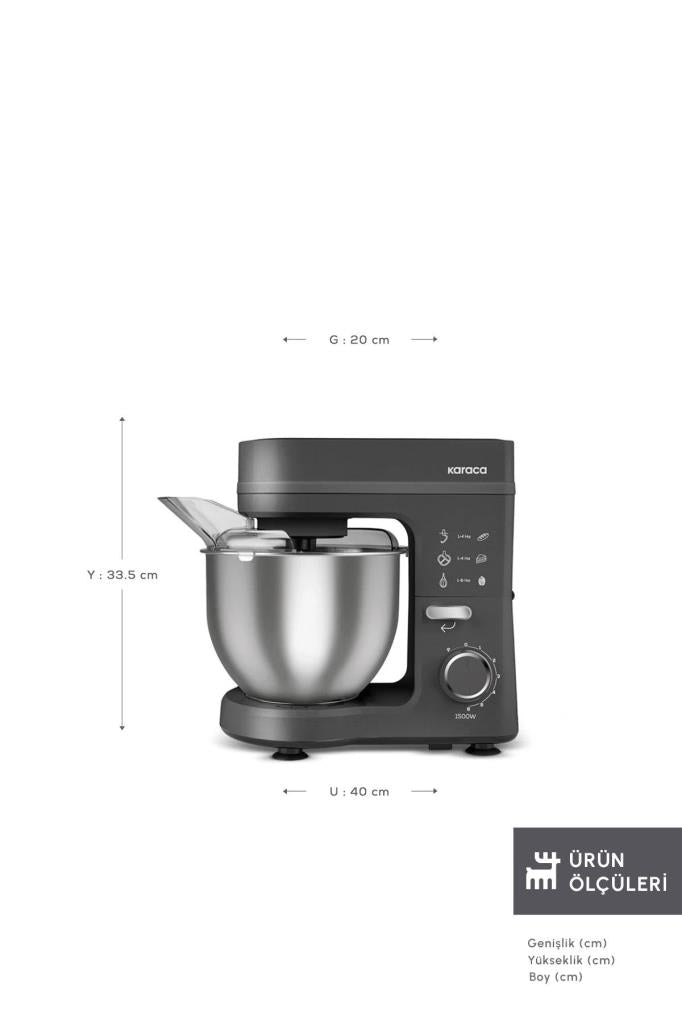 Karaca Maestrochef Stella Space Gray 1500 W 5 lt Hamur Yoğurma Makinesi
