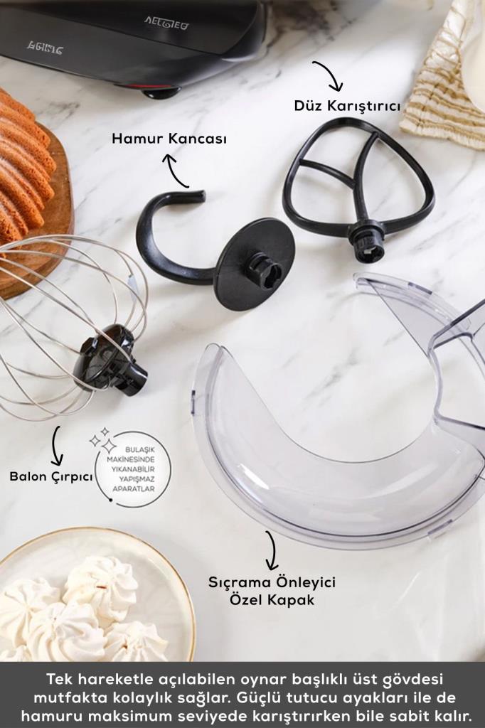 Karaca Maestrochef Stella Space Gray 1500 W 5 lt Hamur Yoğurma Makinesi