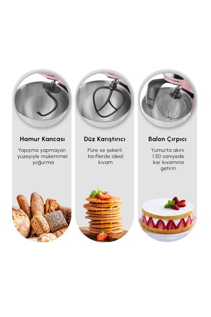 Karaca Mastermaid Chef Pro Çift Kollu 1750 W 5 lt Galaxy Grey Stand Mikser Outlet