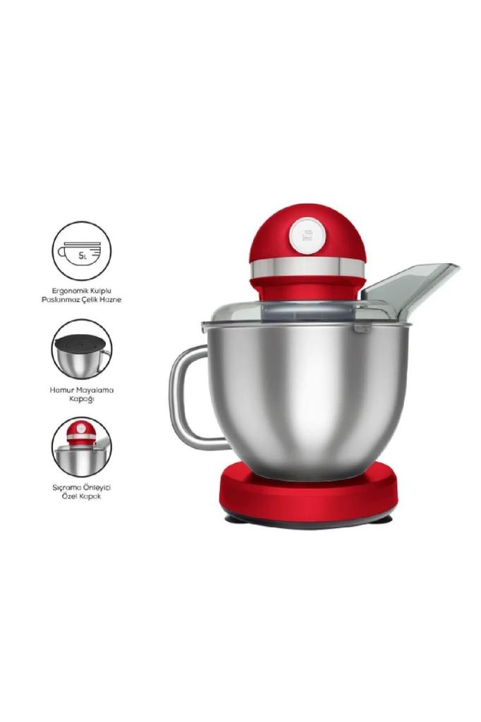 Karaca Mastermaid Chef Pro Çift Kollu 1750 W 5 lt Kırmızı Stand Mikser Teşhir