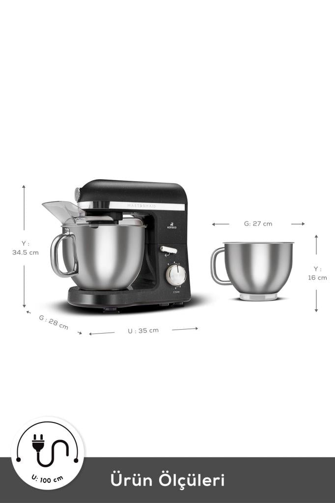 Karaca Mastermaid Chef Pro Çift Kollu Stand Mikser Shiny Black 1750 W Teşhir