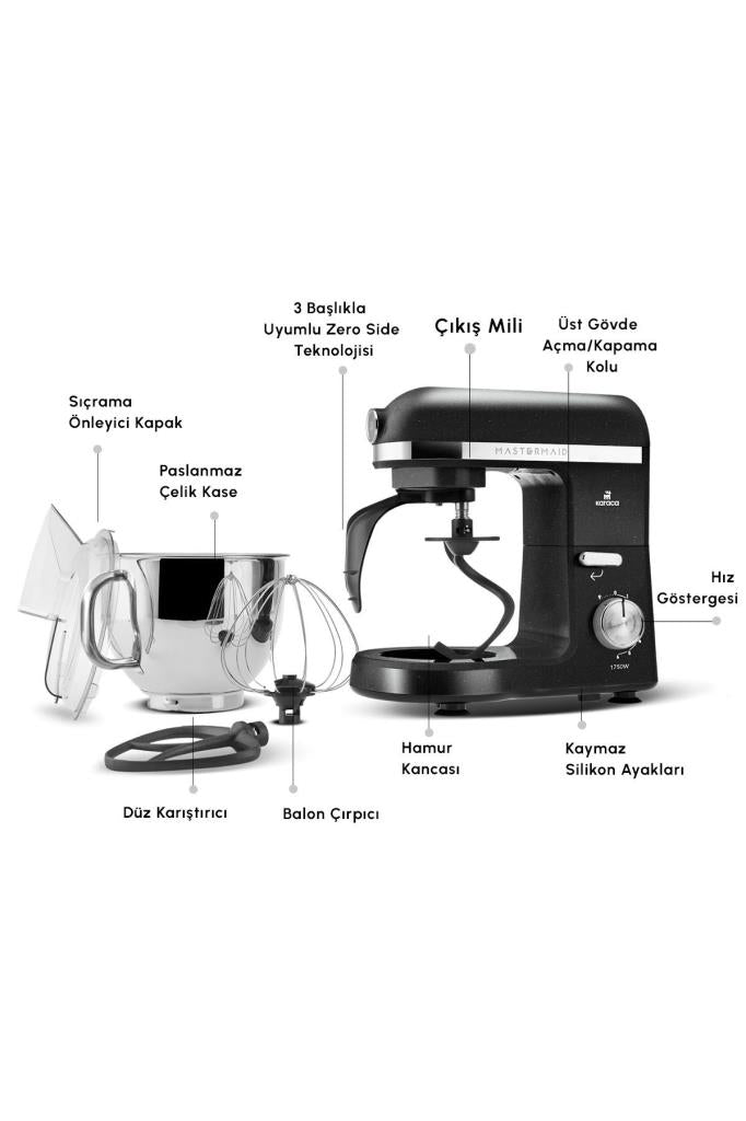 Karaca Mastermaid Chef Pro Çift Kollu Stand Mikser Shiny Black 1750 W Teşhir
