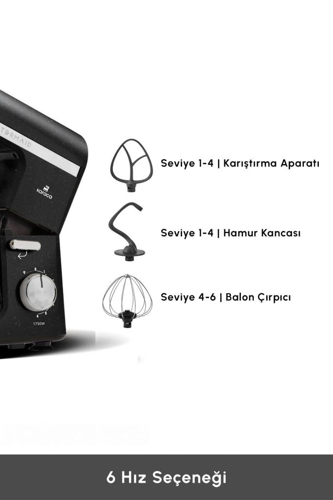 Karaca Mastermaid Chef Pro Çift Kollu Stand Mikser Shiny Black 1750 W Teşhir