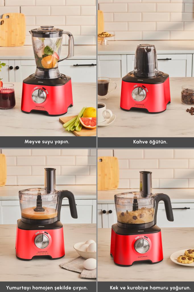 Karaca Mastermaid Power Multifunctional 10in1 Kırmızı 2000 W Gıda Hazırlama Seti Teşhir