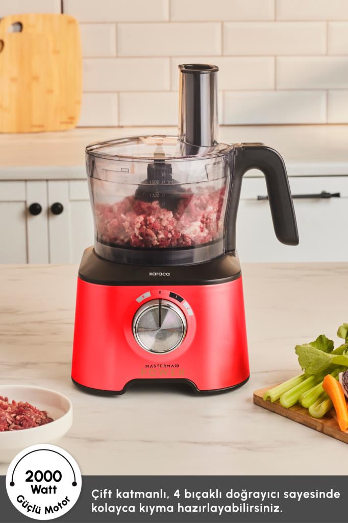 Karaca Mastermaid Power Multifunctional 10in1 Kırmızı 2000 W Gıda Hazırlama Seti Teşhir
