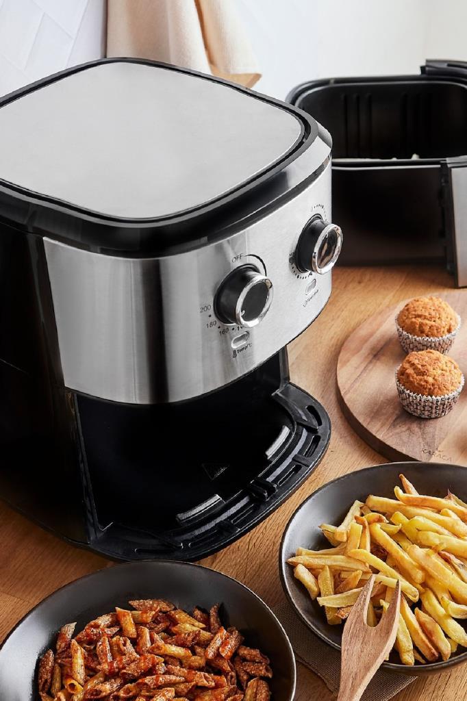 Karaca Multifry Inox Double Pan XL 5.5 lt Yağsız Fritöz Teşhir
