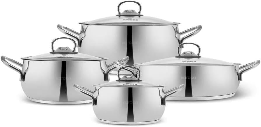 Karaca Nisa 8 Parça Çelik Tencere Seti Teşhir