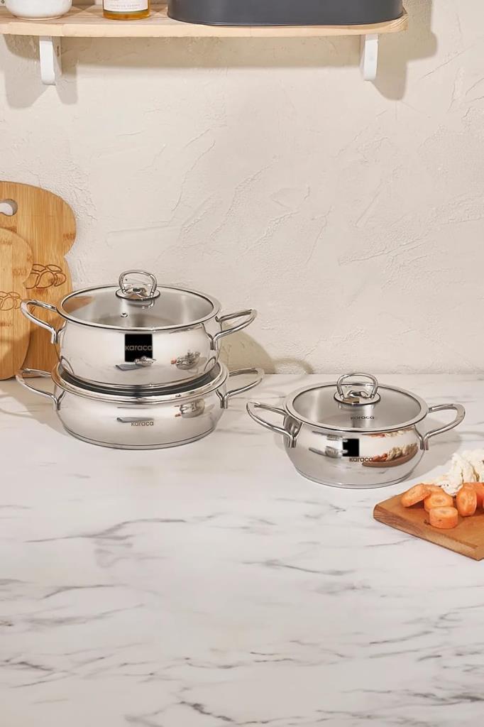 Karaca Nisa 8 Parça Çelik Tencere Seti Teşhir