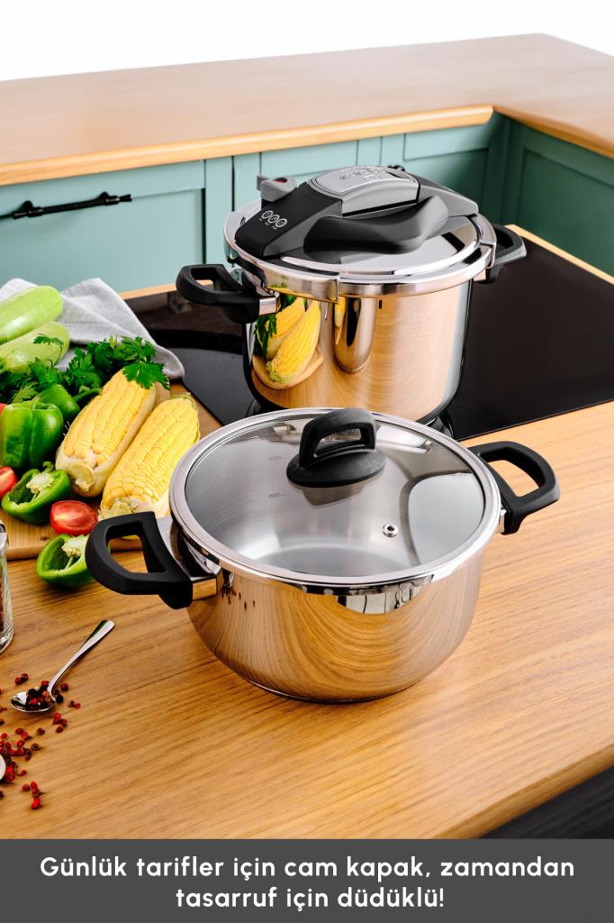 Karaca Perfect Gray 4 lt + 6 lt Düdüklü Tencere Seti Teşhir