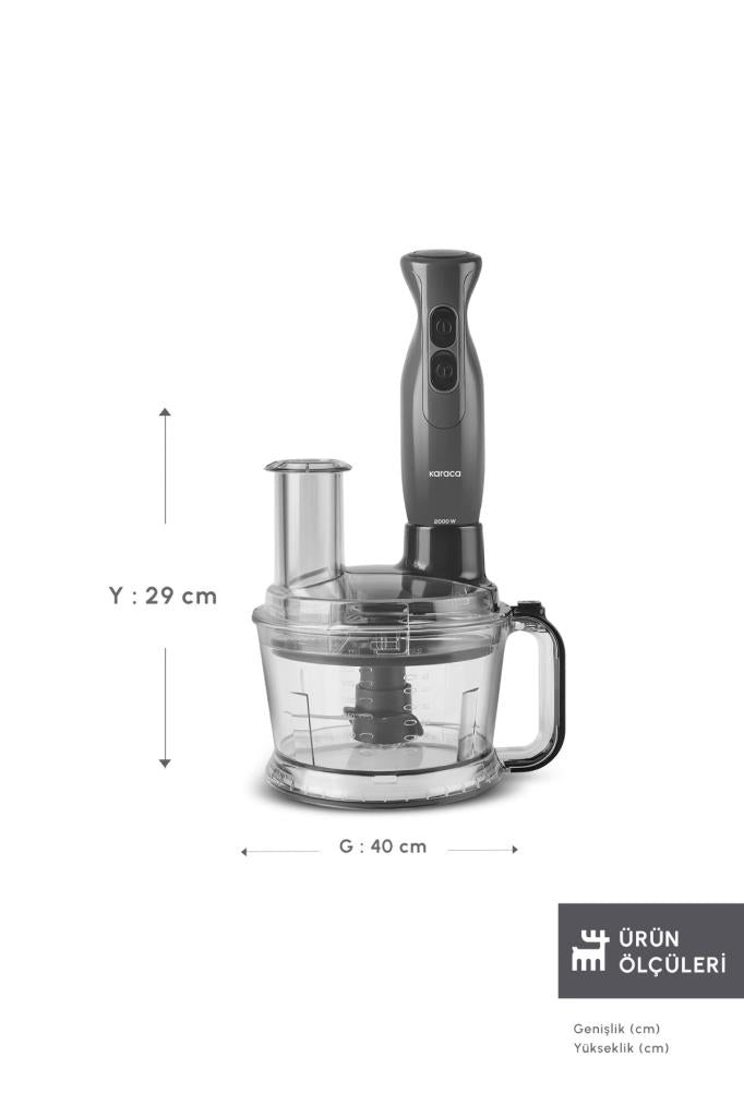 Karaca Pro Multimax 6in1 Space Gray 2000 W Mutfak Robotu Outlet