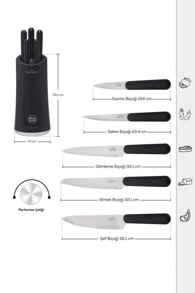 Karaca Right Knife 6 Parça Bıçak Seti