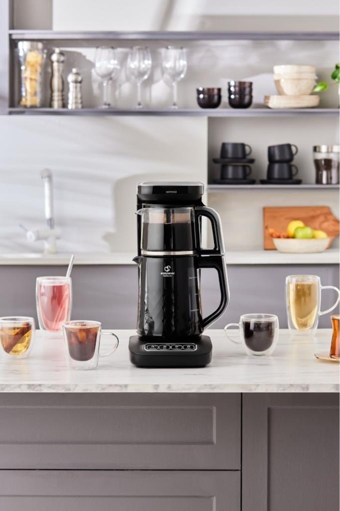 Karaca Çaysever Robotea Pro 4in1 2500 W Black Chrome Konuşan Cam Çay Makinesi Outlet