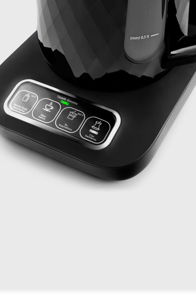 Karaca Çaysever Robotea Pro 4in1 2500 W Black Chrome Konuşan Cam Çay Makinesi Outlet