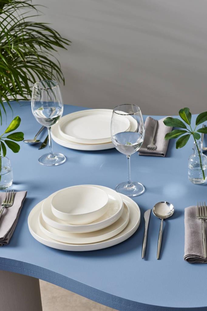 Karaca Stream Bone Saturn 24 Parça 6 Kişilik Yemek Takımı Beyaz Teşhir