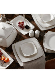 Karaca Talia Fine Cream 60 Parça 12 Kişilik Platin Yemek Takımı - Outlet