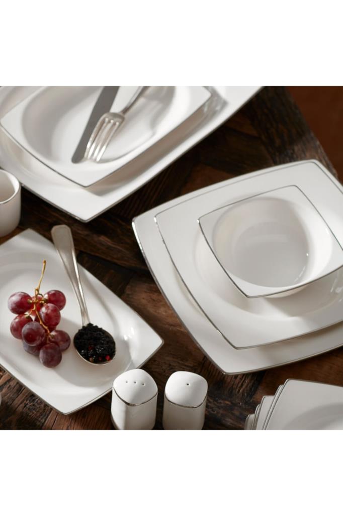 Karaca Talia Fine Cream 60 Parça 12 Kişilik Platin Yemek Takımı - Outlet