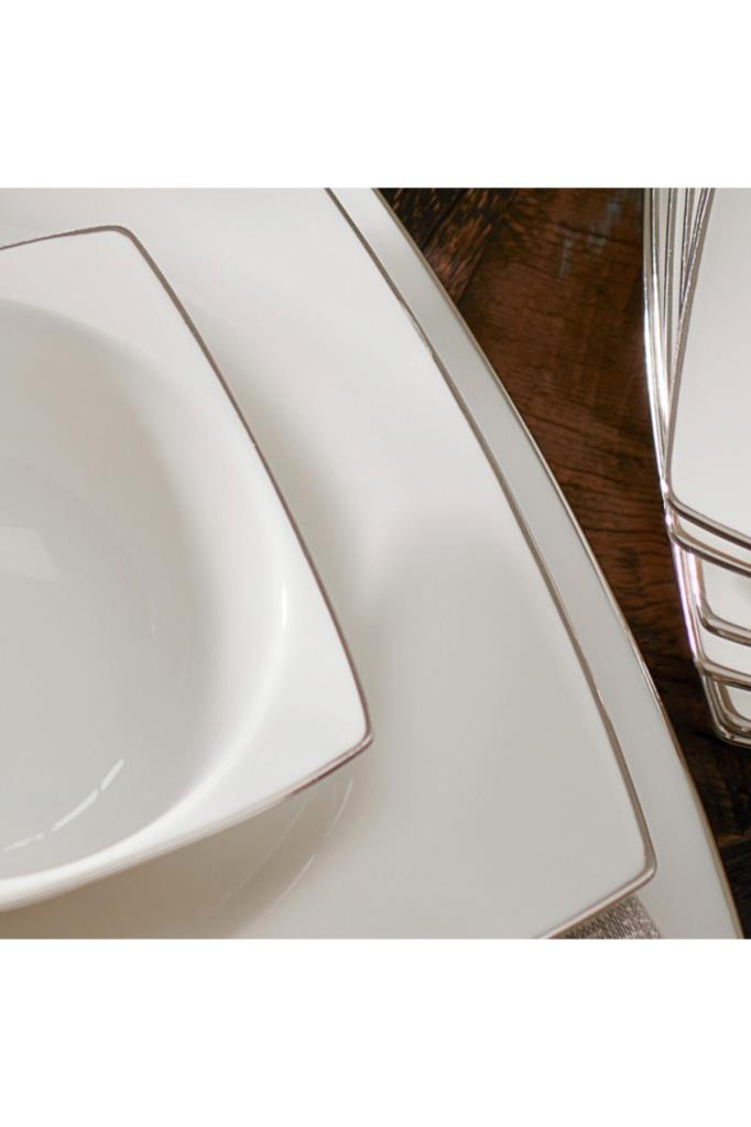 Karaca Talia Fine Cream 60 Parça 12 Kişilik Platin Yemek Takımı - Outlet