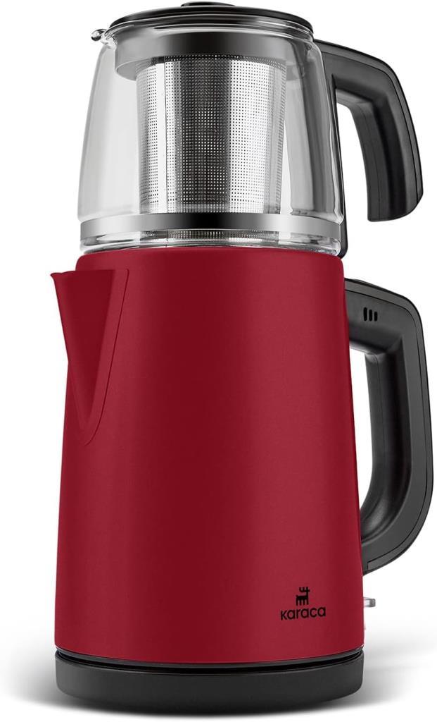 Karaca Tea Glass 2in1 1650 W Bordo Çelik Çay Makinesi Outlet