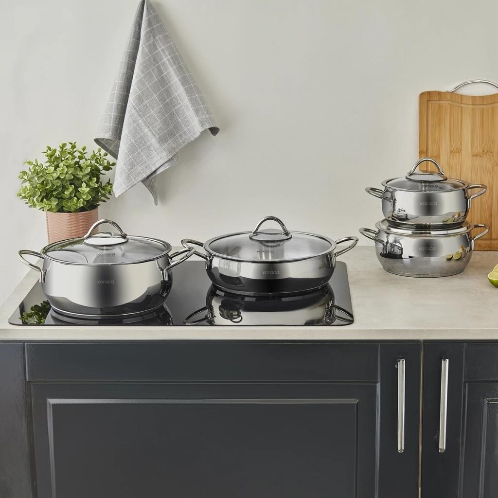 Karaca Urla 8 Parça İndüksiyon Tabanlı Çelik Tencere Seti
