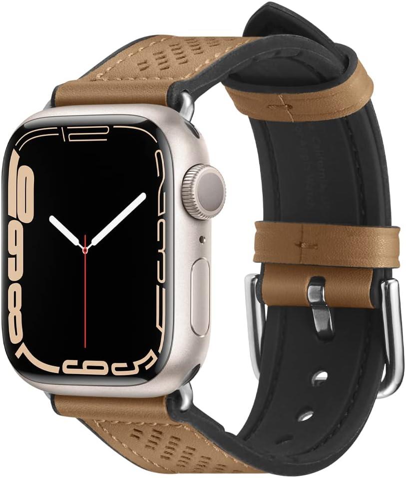 Spigen Apple Watch 49/46/45mm Ultra 3/2/1 / Seri 11/10/9/8/7 ile Uyumlu Kordon Band Retro Fit Deri Görünümlü Silikon Kahverengi Kayış - 062MP25078 - Outlet
