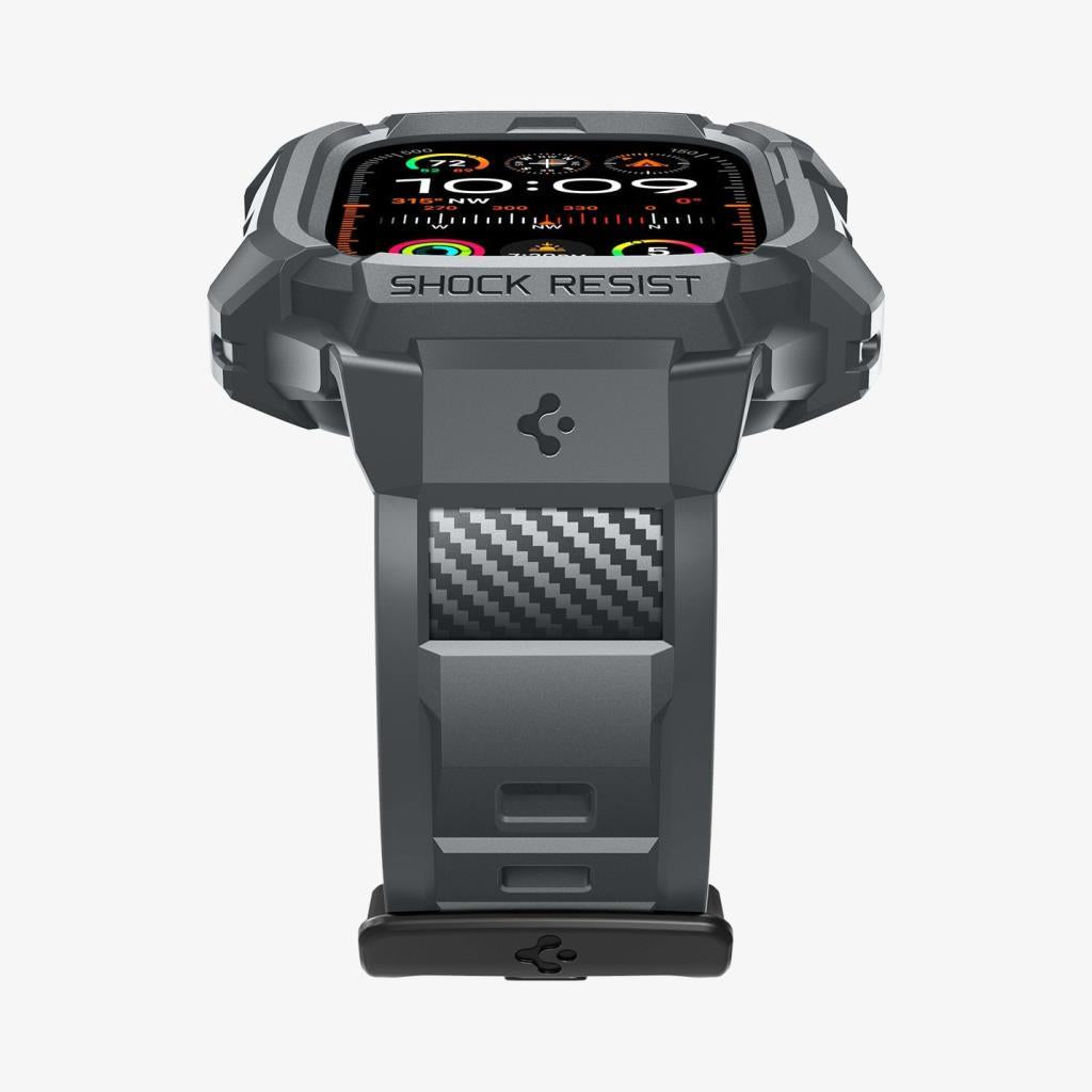 Spigen Apple Watch 49mm (Ultra 3/2/1) Kılıf & Kordon Kayış Rugged Armor Pro Spigen Apple Watch 49mm (Ultra 3/2/1) ile uyumlu Kılıf & Kordon Kayış Rugged Armor Pro Dark Gray - ACS07390 Teşhir