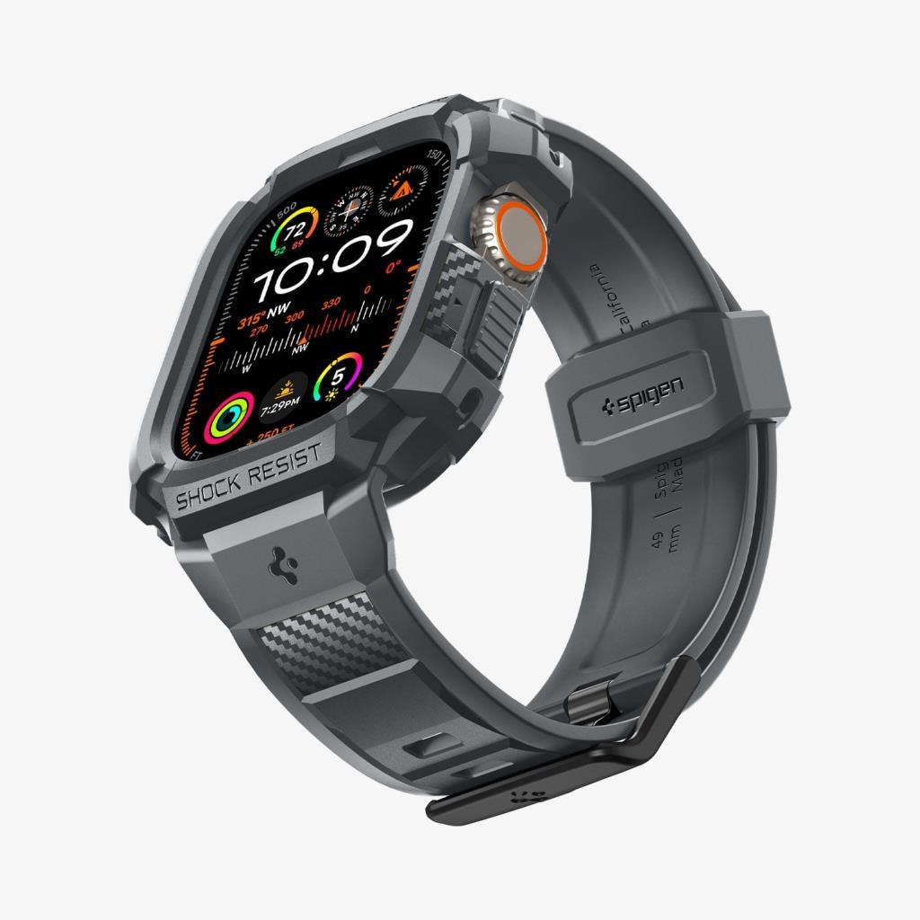 Spigen Apple Watch 49mm (Ultra 3/2/1) Kılıf & Kordon Kayış Rugged Armor Pro Spigen Apple Watch 49mm (Ultra 3/2/1) ile uyumlu Kılıf & Kordon Kayış Rugged Armor Pro Dark Gray - ACS07390 Teşhir