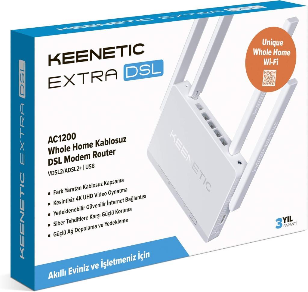 Keenetic Extra DSL KN-2111-01TR 4 Port 1200 Mbps 5GHz VDSL2 Modem - Teşhir