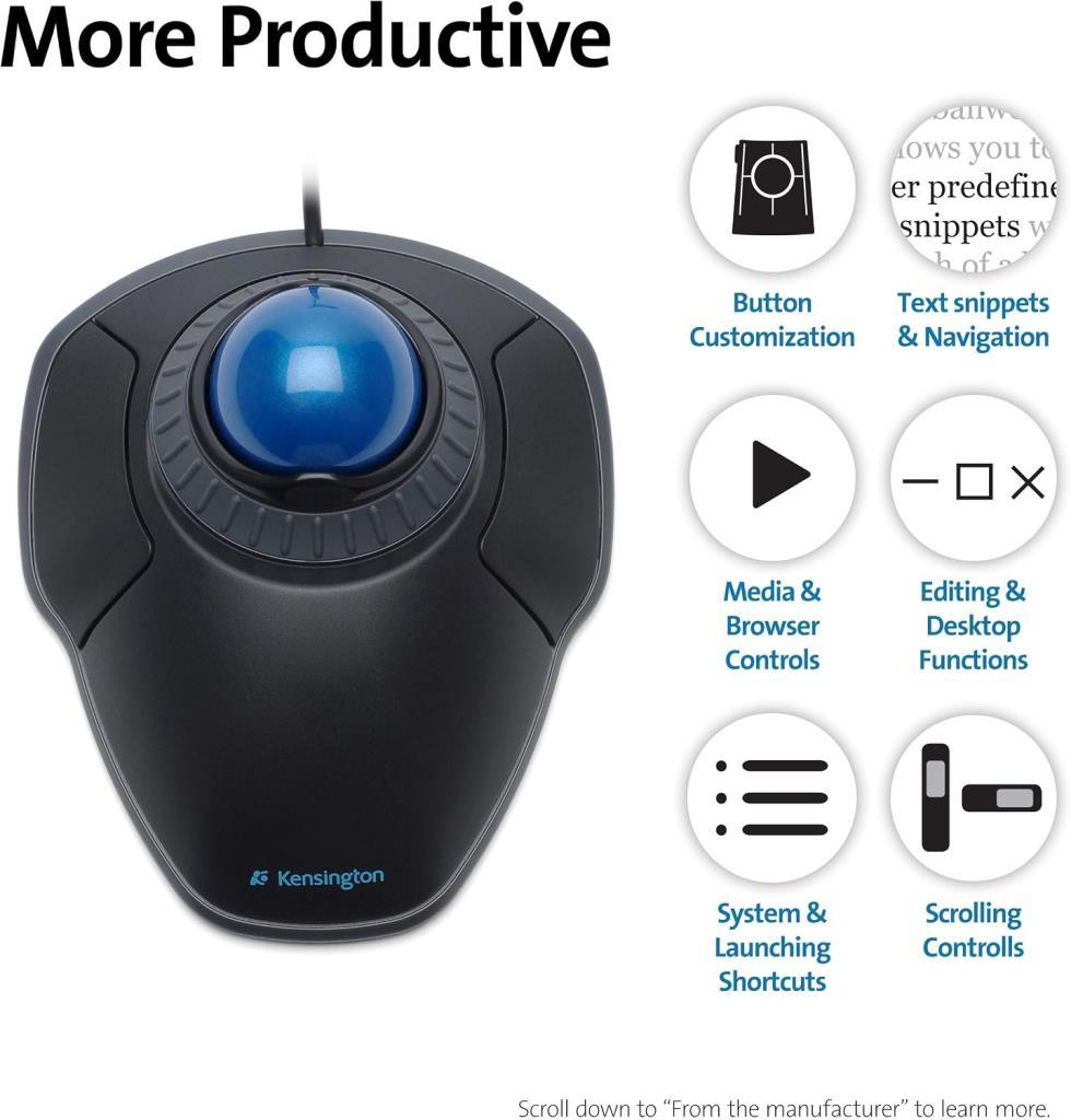 Kensington K72337EU Orbit كرة تتبع بصرية سلكية، عجلة تمرير - عرض