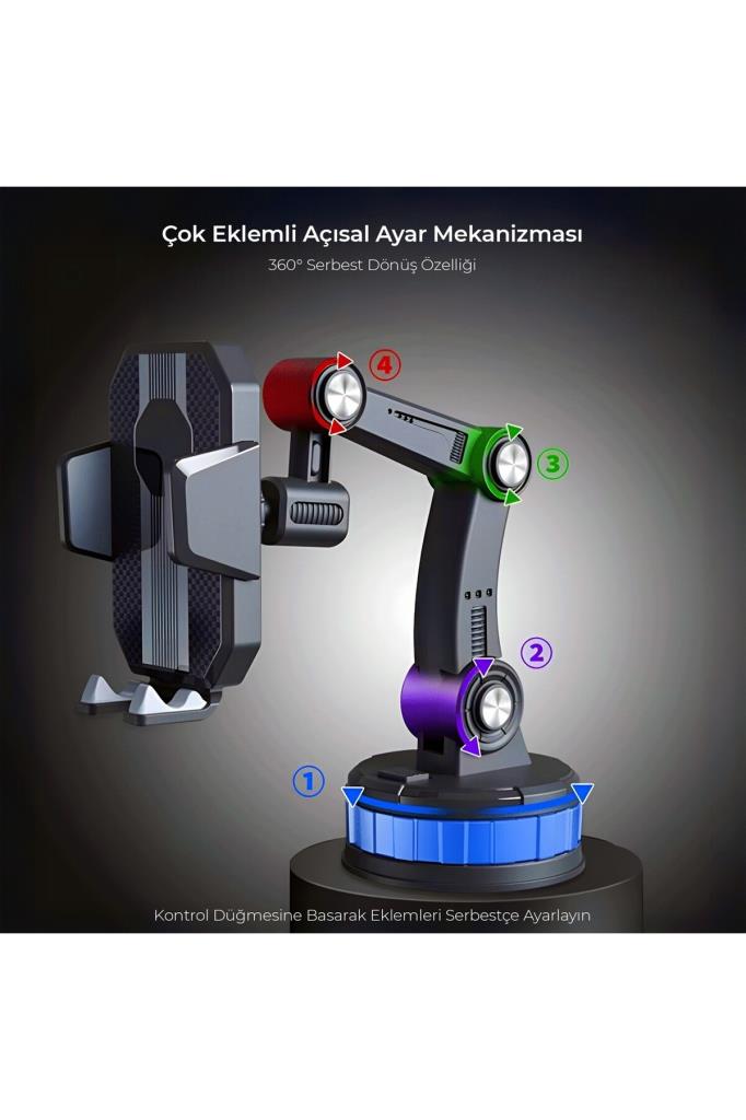 KingMa 360° Dönebilen Vakumlu Torpido ve Cam için Araç Içi Telefon Tutucu