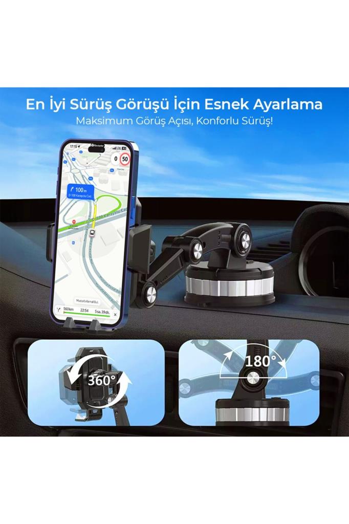 KingMa 360° Dönebilen Vakumlu Torpido ve Cam için Araç Içi Telefon Tutucu
