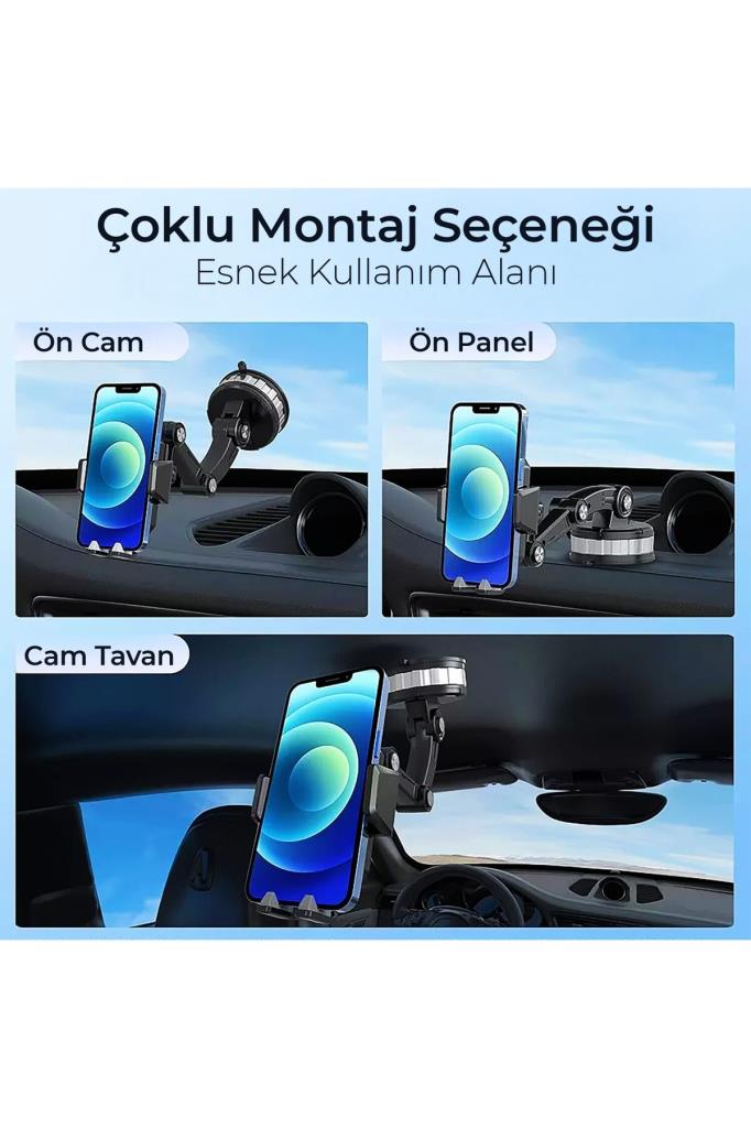 KingMa 360° Dönebilen Vakumlu Torpido ve Cam için Araç Içi Telefon Tutucu