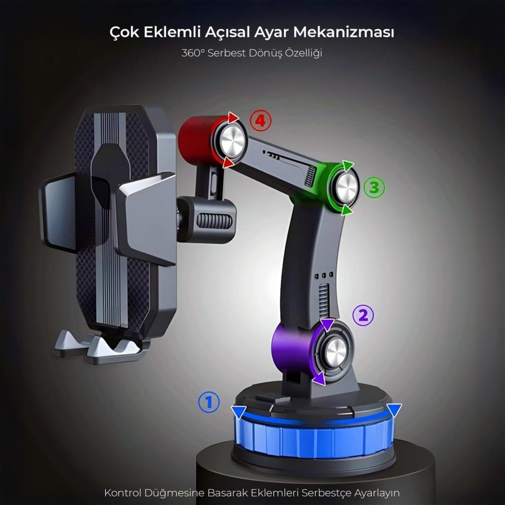 KingMa 360 Dönebilen Vakumlu Torpido ve Cam için Araç Içi Telefon Tutucu