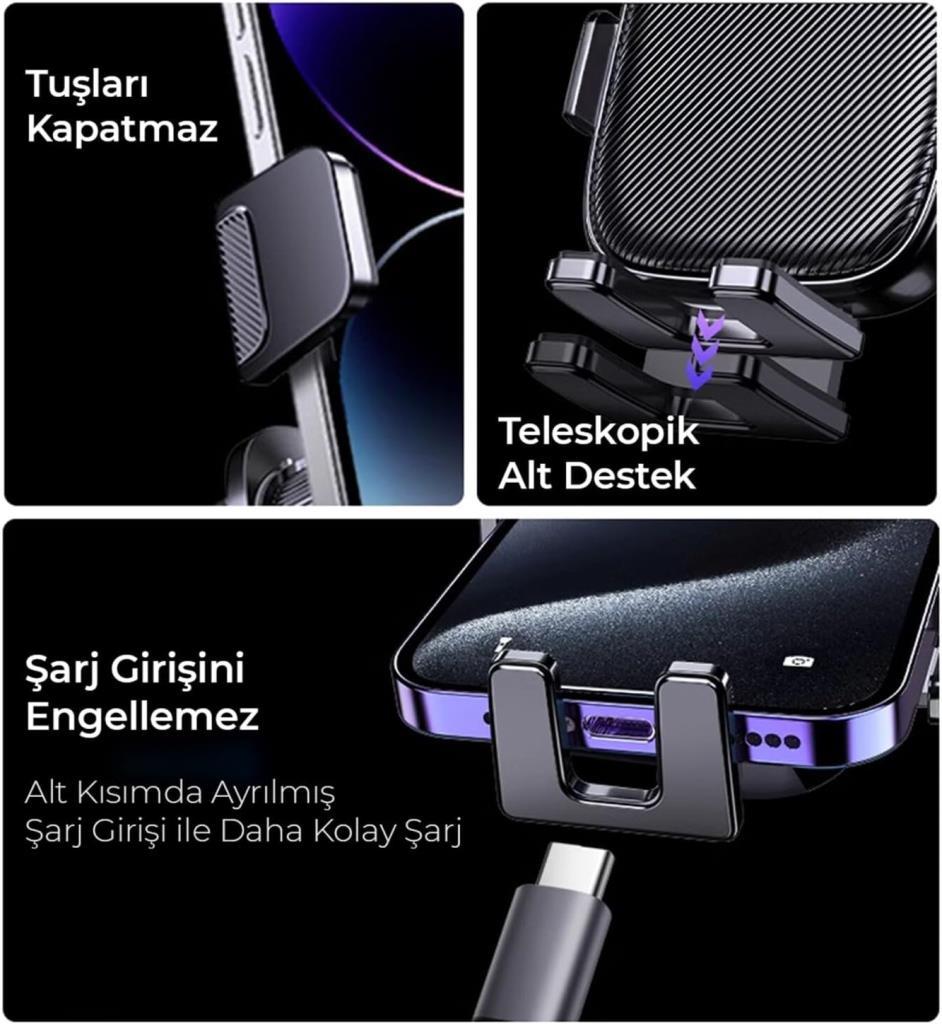 Kingma Metal Kancalı Havalandırma Destekli Araç İçi Telefon Tutucu - TEŞHİR