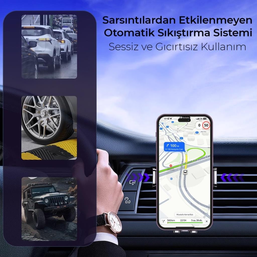 Kingma Metal Kancalı Havalandırma Destekli Araç İçi Telefon Tutucu - TEŞHİR