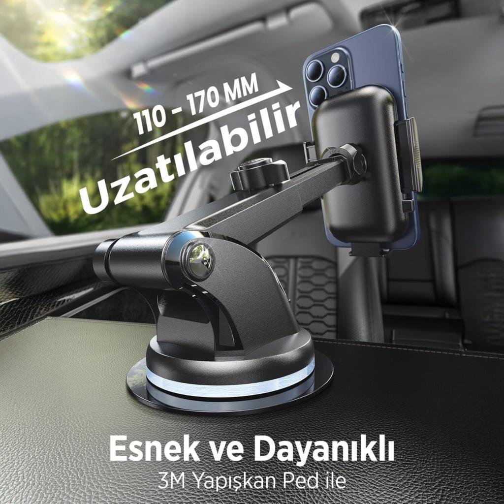 KingMa Vantuzlu Uzayan Cam ve Torpido için Ayarlanabilir Araç içi Telefon Tutucu - TEŞHİR