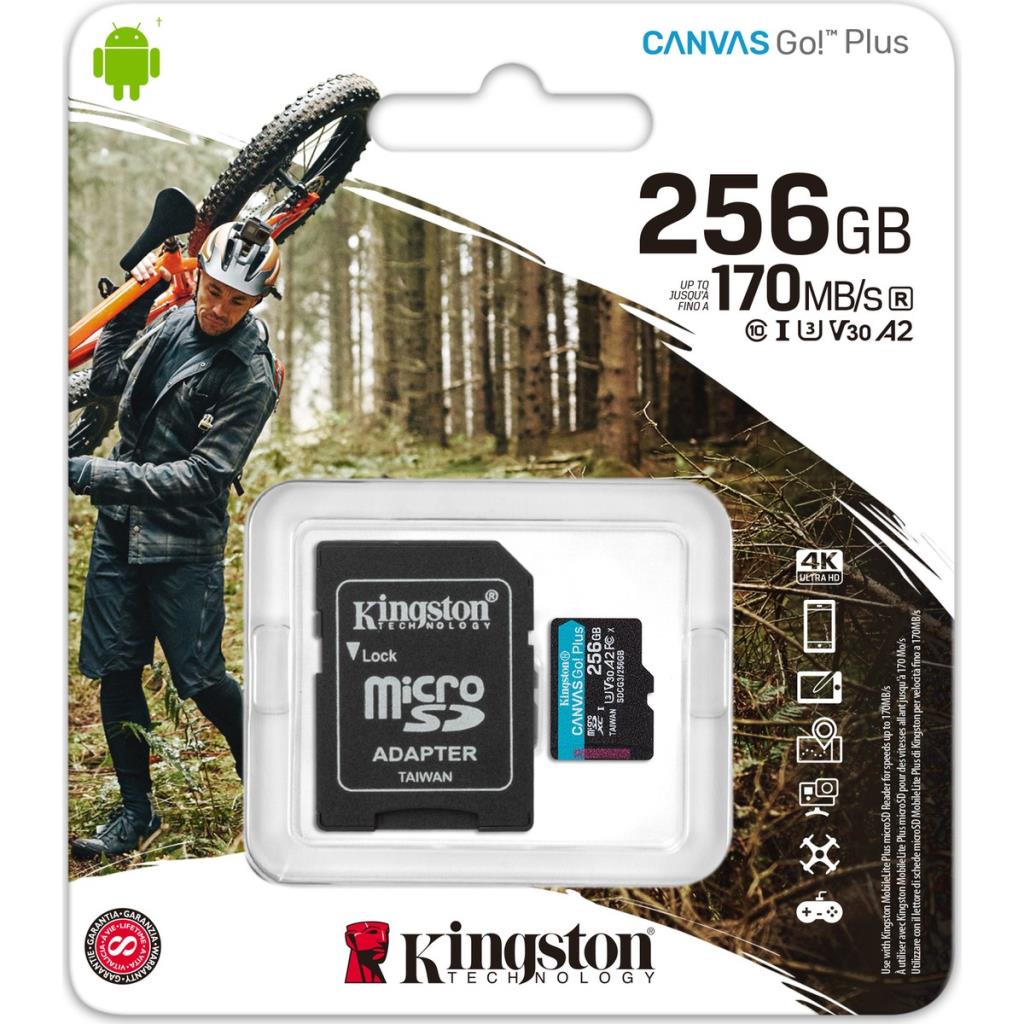 Kingston Canvas Go Plus SDCG3/256GB Class10 UHS-I U3 A2 V30 256 GB Micro SD Kart Outlet