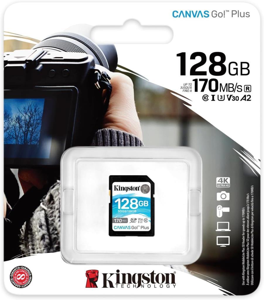 Kingston Canvas Go Plus SDCG3/128GB Class10 UHS-I U3 A2 V30 128 GB Micro SD Kart - Outlet