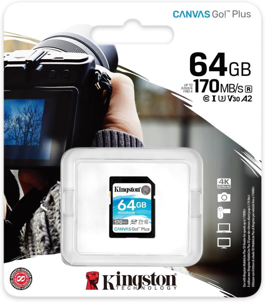 Kingston Canvas Go Plus SDG3/64GB Class 10 UHS-I U3 V30 64 GB Hafıza Kartı - Outlet