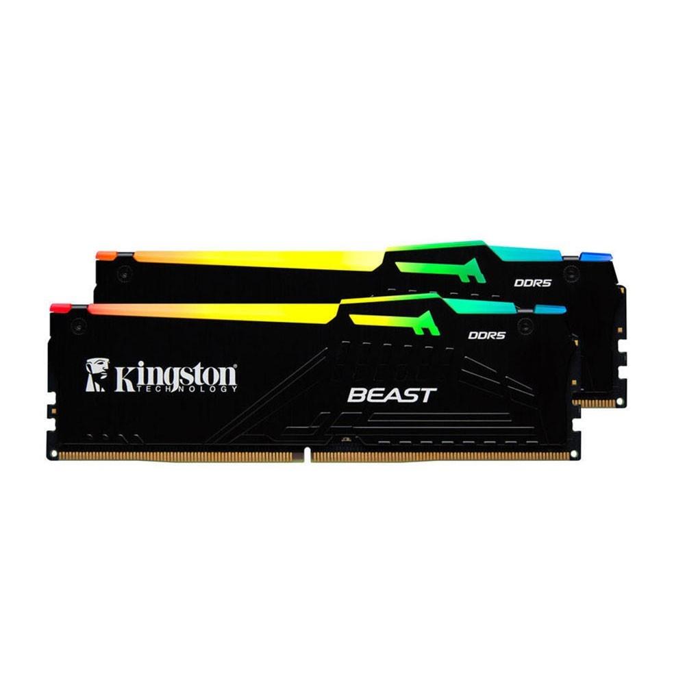 Kingston Beast RGB 64GB (2x32GB) DDR5 6400MHZ CL32 Siyah Ram-KF564C32BBEAK2-64TR