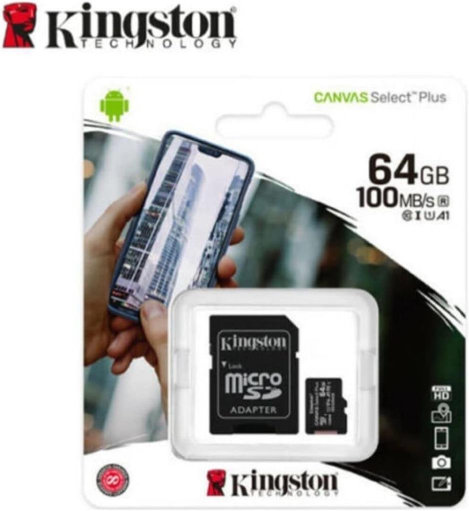 Kingston Canvas Select Plus SDCS2/64GB Class 10 UHS-I U1 A1 V10 64 GB Micro SD Kart