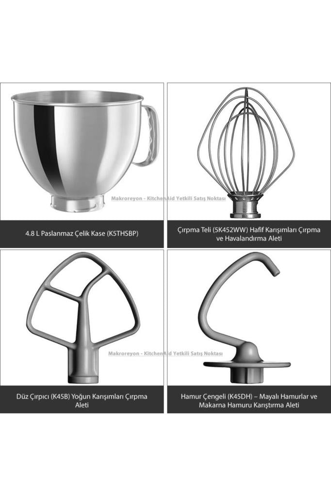 KitchenAid Artisan 5KSM175PSECU Contour Silver 300 W 4.8 lt Mutfak Şefi Outlet