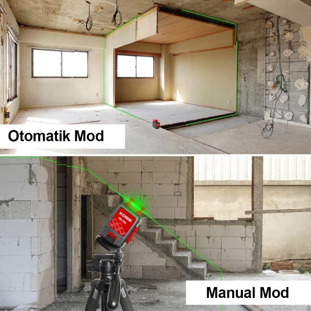 Kobb KBL33G 40 mt Şarjlı Otomatik Hizalamalı Yeşil Çapraz Çizgi Lazeri Outlet