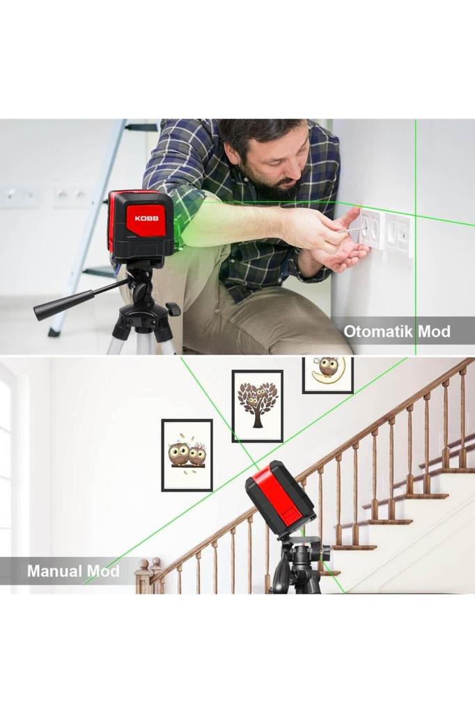 Kobb KBL91G 30 mt Profesyonel Yatay Dikey Otomatik Hizalamalı Yeşil Çapraz Çizgi Lazer Distomat