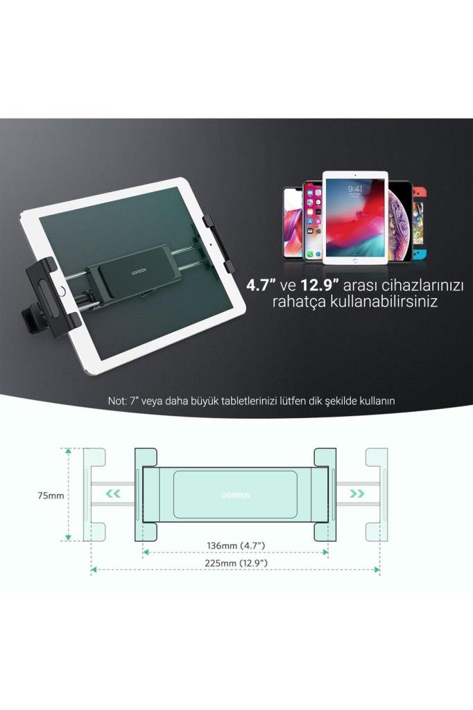 Koltuk Arkası Araç Tablet Telefon Tutucu 4.7-12.9 Inç Pb-45 siyah - TEŞHİR
