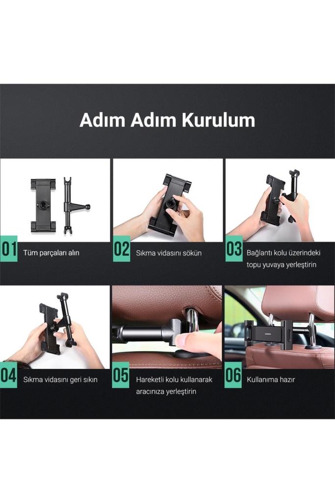 Koltuk Arkası Araç Tablet Telefon Tutucu 4.7-12.9 Inç Pb-45 siyah - TEŞHİR