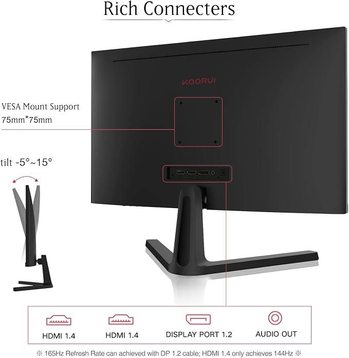Koorui 24E4 24" 1 ms Full HD 165 Hz Oyuncu Monitörü Outlet