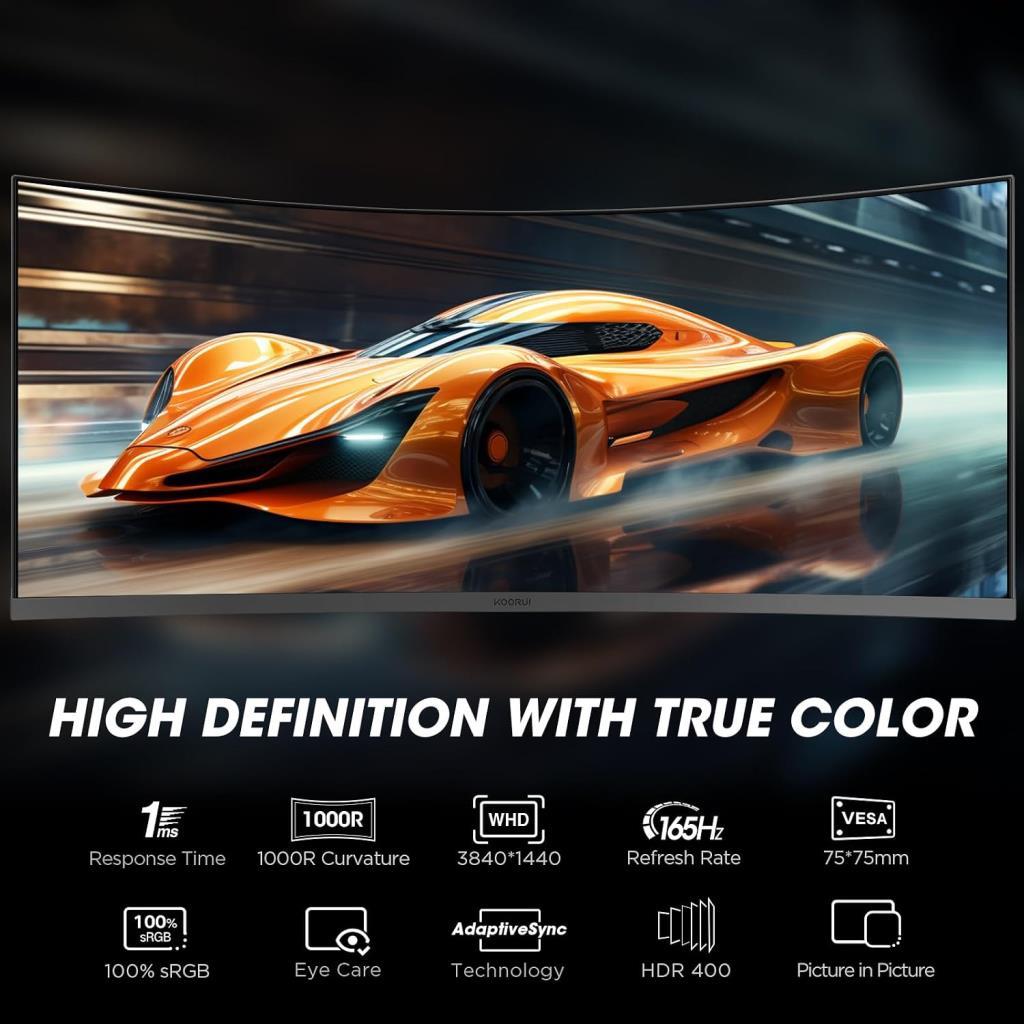 Koorui 34E6UC 34" 1 ms WQHD Curved 165 Hz Oyuncu Monitörü - Teşhir