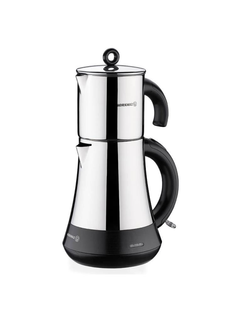 Korkmaz Hasbahçe A851 1600 W Siyah Krom Çelik Çay Makinesi Teşhir